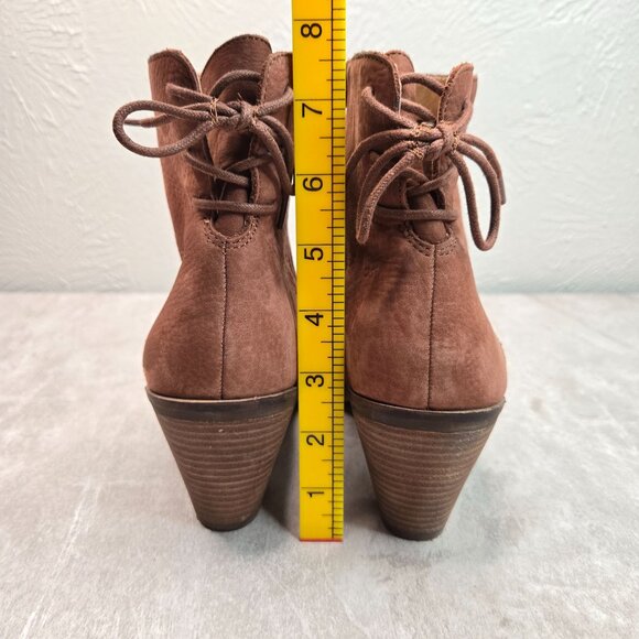 Lucky Brand Ankle Boots Size 9.5 Brown Leather Victorian Western Lace Up Booties - Picture 3 of 13
